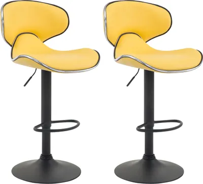 Produktbild von CLP 2er Set Barhocker Las Vegas V2 Kunstleder mit Fußstütze gelb Gestell Farbe schwarz
