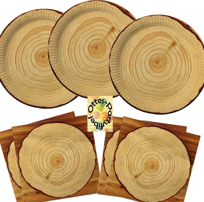 Produktbild von Natur-Holz-Party-Set 40tlg. - für 20 Gäste 20 Teller 20 Servietten