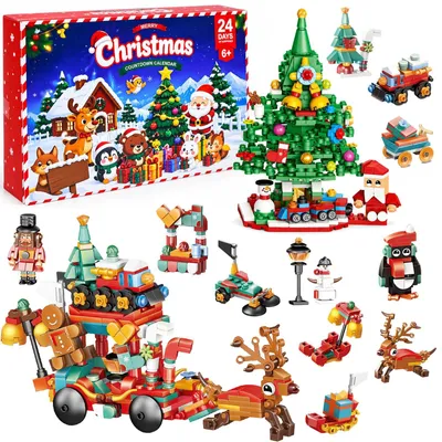 Imagen del producto de Calendario de Adviento 2026 Niños Juguete Bloques de Construcción 24 Sorpresas Cuenta Atrás Navideña Regalo DIY Bloques de Construcción Árbol