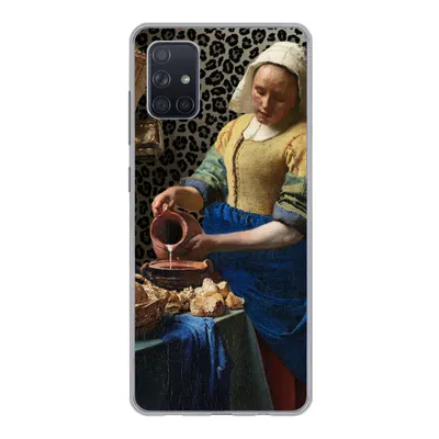 Produktbild von MuchoWow® Handyhülle Schutzhülle Hülle für Samsung Galaxy A71 Milchmädchen - Kunst - Pantherdruck - Vermeer - Gemälde - Alte Meister Silikon Softcase Handy Hülle - Kartenbesitzer