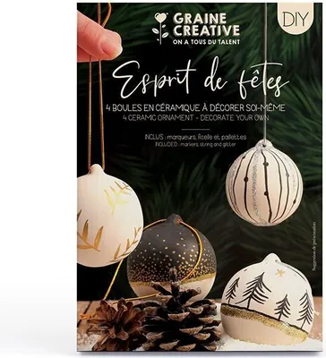 Produktbild von DIY-Set 4 Weihnachtskugeln aus Keramik