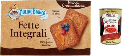 Produktbild von 3x Mulino Bianco Fette biscottate Le Integrali 630g Vollkorn Zwieback Kekse + Italian Gourmet polpa 400g