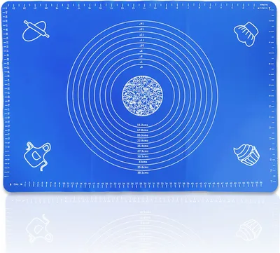 Produktbild von XXL 65x45cm rutschfeste Silikon Backunterlage Backmatte Teigmatte Rollmatte Silikonmatte Dauerbackmatte Blau
