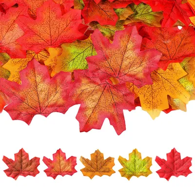 Produktbild von Herbstlaub-Dekoration, 200 künstliche Herbstblätter, künstliche Ahornblätter, Herbstlaub-Dekoration, Blätter, Herbstlaub für Halloween, Thanksgiving, Hochzeiten und Partys