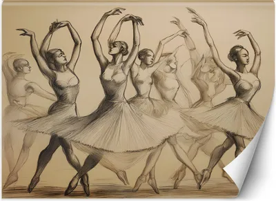 Immagine prodotto di Murale XXL ballerine in stile vintage carta da parati 350x245 cm colore Beige tema Persone e personaggi