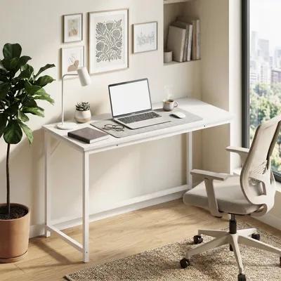 Produktbild von VASAGLE Tisch für Homeoffice, stabiler Computertisch, leichter Aufbau, Weiß