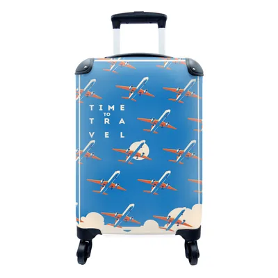 Produktbild von MuchoWow® Koffer Handgepäck Trolley Rollkoffer Kleine Reisekoffer mit 4 Rollen - Flugzeuge - Muster - Zitate - Cabin Size < 55x40x23 cm & 55x40x20 cm - Fotokoffer - Kabinenkoffer - Boardgepäck - Reise-Box - Reisekoffer - Reisegepäck - Koffer mit Bild - Trolley für Kinder