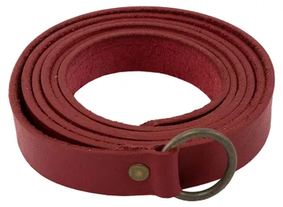 Produktbild von Mittelalterlicher Langgürtel aus Leder mit Eisenring, 190 cm, Rot