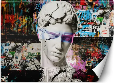 Produktbild von Vlies fototapete Bunte Graffiti-Skulptur 300x210 cm Feeby Bunt inkl. Kleber einfache Montage