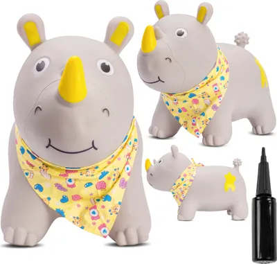 Produktbild von SUN BABY hüpftiere ab 1 Jahr mit Pumpe aufblasbares Hüpfspielzeug aus hochwertigem und strapazierfähigem Gummi graues Einhorn