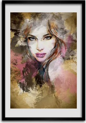 Produktbild von Bild - Bilderrahmen - 50 cm x 70 cm - MDF - Rahmen - Wandkunst Abstraktion einer Frau