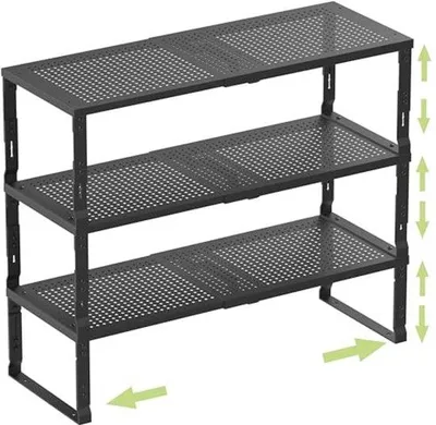Produktbild von Famanu Metallregal verstellbar - Heavy-Duty und erweiterbares Aufbewahrungsregal für Küche, Bad und Schränke