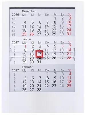 Produktbild von 2027 GÜSS 3-Monats-Tischaufstellkalender Kunststoff weiß