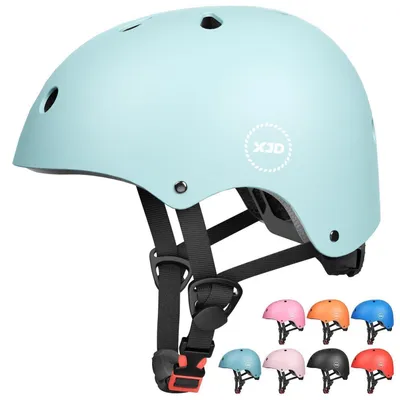 Immagine prodotto di Casco da bicicletta Kinder, regolabile, adatto per bicicletta, skateboard, scooter, monopattino, taglia 48-50 cm, azzurro chiaro