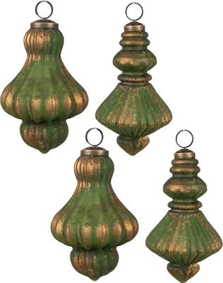 Produktbild von Clayre & Eef Weihnachtskugel 4er Set Ø 9/8 cm Braun Grün Glas
