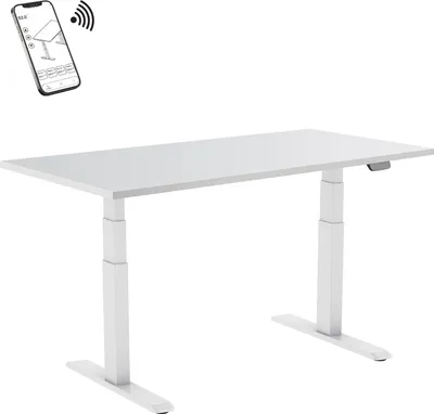 Image de Bureau motorisé assis-debout 120x75cm Plateau blanc/Pied blanc