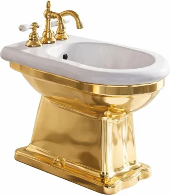 Produktbild von Casa Padrino Luxus Jugendstil Bidet Weiß / Gold - Badezimmer Accessoires -  Italy