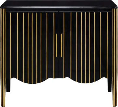 Image de Casa Padrino Luxe Art Déco Sideboard Noir / Or 100 x 50 x H. 90 cm - Noble armoire en bois massif avec 2 portes - Art Deco Salon Meubles