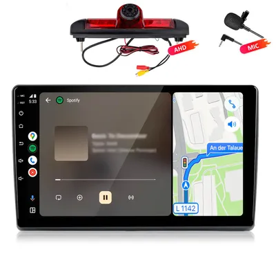 Zdjęcie produktu dla Radio samochodowe 4+64GB z kamerą i mikrofonem, kompatybilne z Fiat Ducato/Citroen Jumper/Peugeot Boxer (2006-2025), z funkcjami Carplay, Android Auto, GPS, nawigacją, Wi-Fi, Bluetooth, DAB+ i RDS, wyświetlacz 9 cali