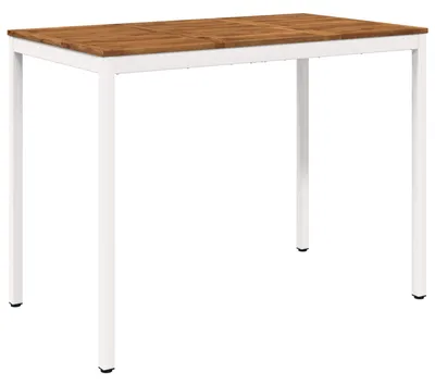 Image de vidaXL Table de bar d'extérieur, naturelle et blanche, 141 x 80,5 x 105 cm