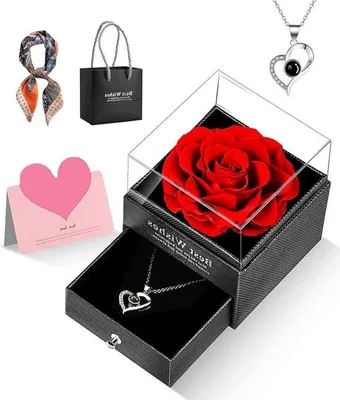 Produktbild von Famanu Geschenkbox mit 4 Rosen - Konservierte Blumen - Romantisches Geschenk - Valentinstag - Jubiläum - Geburtstag