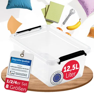 Produktbild von BOXXivo Aufbewahrungsbox 12,5L mit Deckel – BPA-freie Stapelbox, robuste & lebensmittelechte Box