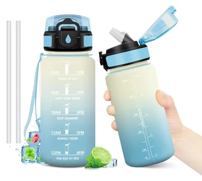 Image de Bouteille d'eau avec paille, 500 ml, sans BPA, étanche, gourde pour enfants