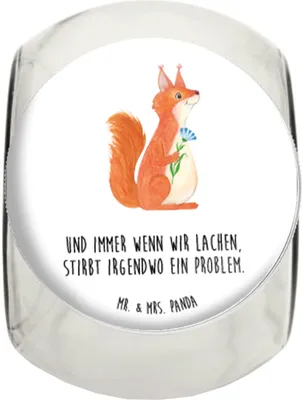 Produktbild von Mr. & Mrs. Panda Lebensmittelbehälter Eichhörnchen Blume L 870ml - Weiß - Geschenk, Motivation Sprüche, Teedose, glücklich Spruch, Positiv, glasbehälter, Bonboniere