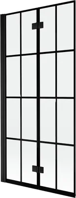 Zdjęcie produktu dla Mexen Mist parawan nawannowy 2-skrzydłowy lewy 90 x 150 cm, czarna kratka, czarny - 8A9-090-002-70-77-L