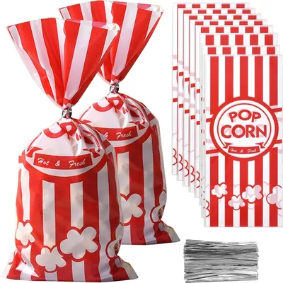 Produktbild von 80 Stück Kleine Popcorn Tüten, Rot Weiß Gestreift Popcorntüten, Mini Geschenktüten Bunte Tüten, Bonbon Tüten Naschitüten Candy Bar, Popcorn Maschinen Zubehör, Butterbrottüten für Filmabende
