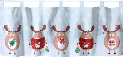 Produktbild von heimtexland ® Scheibengardine Weihnachten Deko Gardine 45x120 Fensterdekoration Weihnachtsgardine Rentiere Typ651