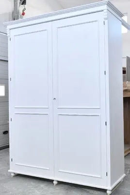 Produktbild von Casa Padrino Landhausstil Schlafzimmerschrank Weiß 200 x 70 x H. 270 cm - Massivholz Kleiderschrank mit 2 Türen - Massivholz Schlafzimmer Möbel - Landhausstil Möbel