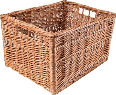 Creative Home Kleine Weidenkorb Aufbewahrungskorb | 40 x 30 x 24 cm +/- 2 cm | Handgeflochten, Haltbar | Korb Geflochten Naturkorb mit Griffen Aufbewahrung | Für Regal, Spielzeug, Werkzeuge, Bad korb