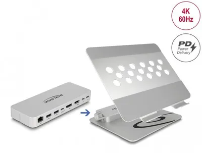 Image de DELOCK Ständer mit Dockingstatio 4K HDMI/DP/LAN/Hub/HDR/PD