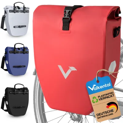 Produktbild von Valkental® Fahrradtasche für Gepäckträger, wasserdichte Gepäckträgertasche - ValkBasic 20L rot
