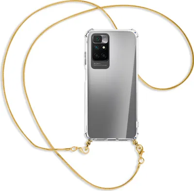 Produktbild von Handykette Backcover-Schutzhülle mit Band (Metall goldfarben) für Xiaomi Redmi 10 - goldfarbene Kette Snake