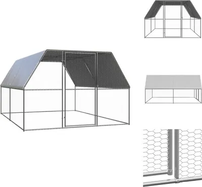 Obrázok produktu pre vidaXL Vonkajšia klietka pre kurčatá 3x4x2 m Pozinkovaná oceľ - Príbytky a výbehy pre malé zvieratá