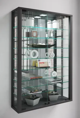 Produktbild von VCM Glasvitrine hängend | Vitrine Glas mit ESG-Sicherheitsglas | Maße ca. . H. 91 x B. 59 x T. 18 cm| Hängevitrine Glas | Modern und platzsparend | Vitrine Glas - Vitrosa Mini Spiegel