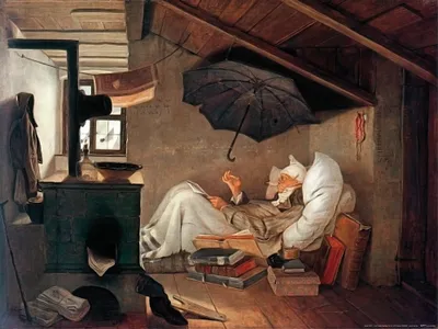 Zdjęcie produktu dla Carl Spitzweg Art Print Obraz - Biedny poeta (60 x 80 cm)