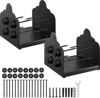 Image de VEVOR Support de poteaux, 2 pièces, dimensions intérieures 200x190 mm pour poteaux 203,2x190/190x190 mm, douille à visser en acier carbone, Idéal pour pavillon-rampe de terrasse-plaque de base, noir