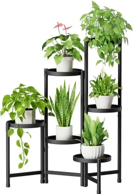 Productafbeelding van Famanu plantenstandaard, 6 etages - zwart, inklapbaar