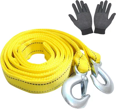 Imagen del producto de Cable de remolque de nylon, 4 metros de longitud, con una capacidad de tracción de 5 toneladas, con bandas reflectantes para uso todoterreno