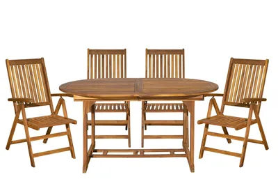 Produktbild von SIT Möbel Outdoor-Sitzgruppe | 4 Armlehnstühle, 1 Tisch | verstellbar | Akazie-Holz naturfarben | 19002-01 | Serie GARTEN