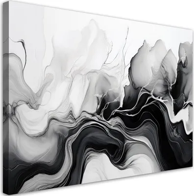 Immagine prodotto di Quadro su tela Astrattismo a inchiostro Bianco e nero 60x40 Feeby Bianco e nero quadro da parete pronto per essere appeso