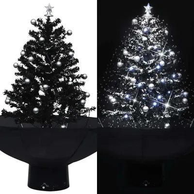 Obrázok produktu pre The Living Store Zasnežený vianočný stromček s podstavcom pod dáždnik čierny 75 cm PVC