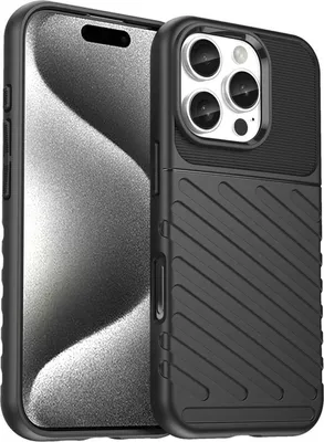 Produktbild von Conie Schutzhülle für iPhone 16 Pro Max Tasche Silikon Case Muster Cover Bumper TPU Hülle in Schwarz