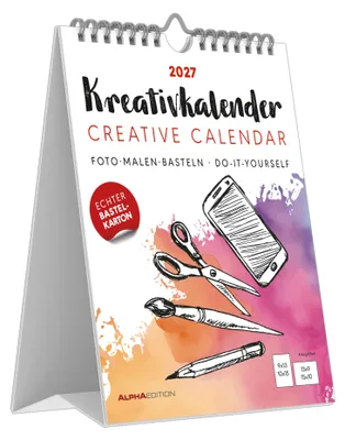 Produktbild von Kreativkalender Tischaufsteller hoch weiß 2027