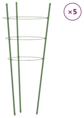 Immagine prodotto di vidaXL Supporti per piante con 3 anelli 5 pz. Verde 45 cm acciaio
