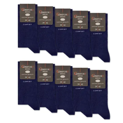 Produktbild von 10 Paar Komfortsocken Damen & Herren ohne Gummi & ohne Naht Baumwolle mit Komfortbund 13100 - Navy 47-50