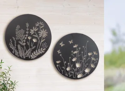 Immagine prodotto di Gilde Wandrelief, rund, "Wildblumen-Wiese", Blumendesign, Metall, dunkelbraun, , L. 1,5 cm, D. 60 cm  69564